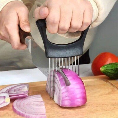 Stainless Steel Onion Cutter Holder Food Slicers Assistant
