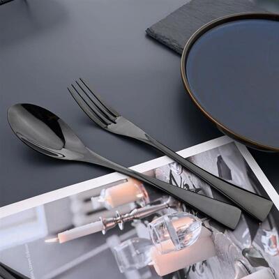 Dinnerware Set Stainless Steel Kitchen Cutlery Set Black Ste