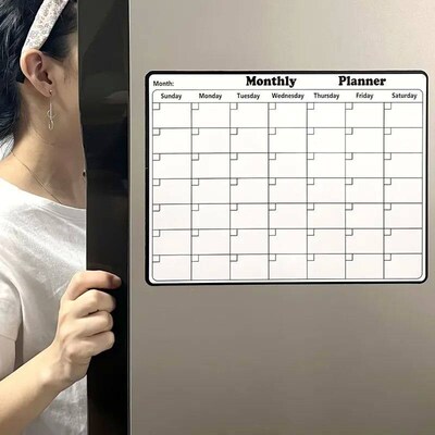 Magnetic Refrigerator Dry Erase Calendar Monthly Planner Whi