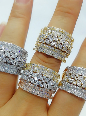 Missvikki 2023 New Gorgeous Wide Rings Cubic Zircon Crystal
