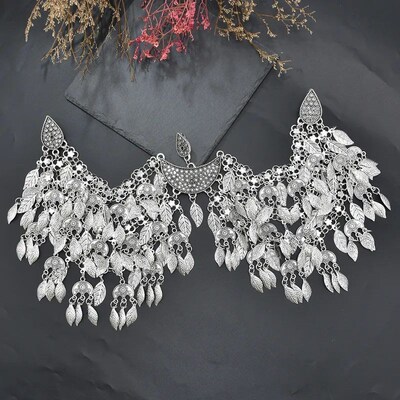 Leaves Alloy Tassels Head Chains For Women Vintage Carved Bo