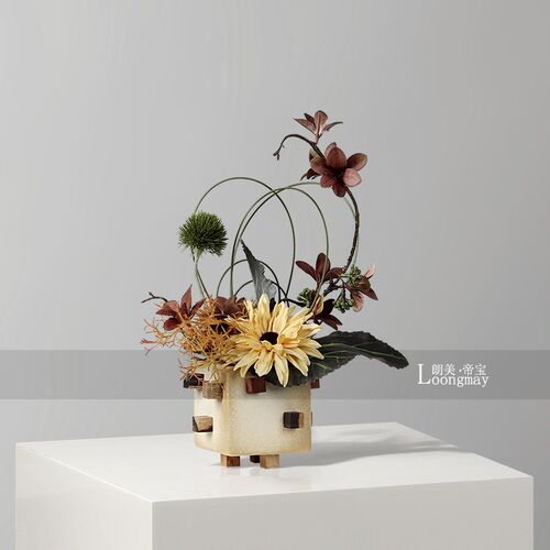 侘寂风艺术陶瓷小花瓶花艺酒店样板房茶几洽谈桌花器高级感小桌花