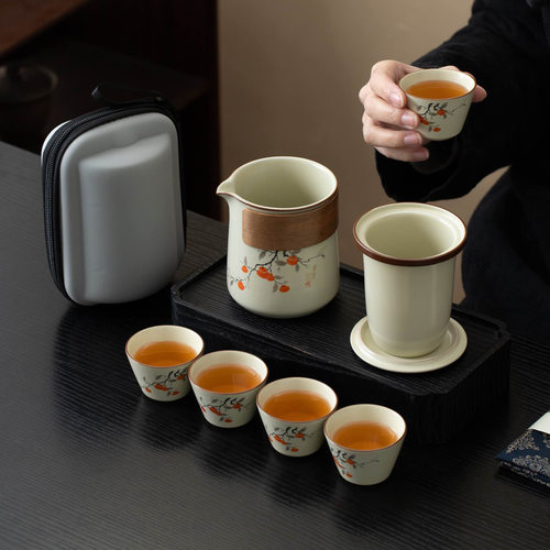 便携旅行汝窑快客杯茶具套装
