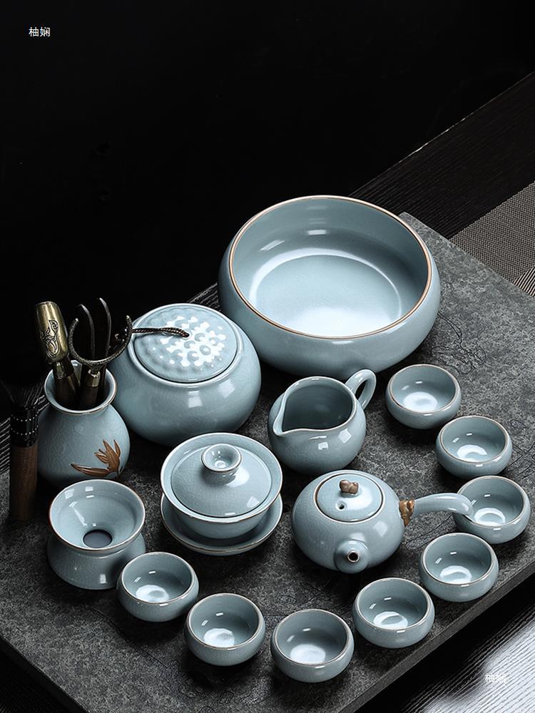 祥业汝窑茶具套装家用陶瓷套餐办公室会客中式茶壶茶杯泡茶图片