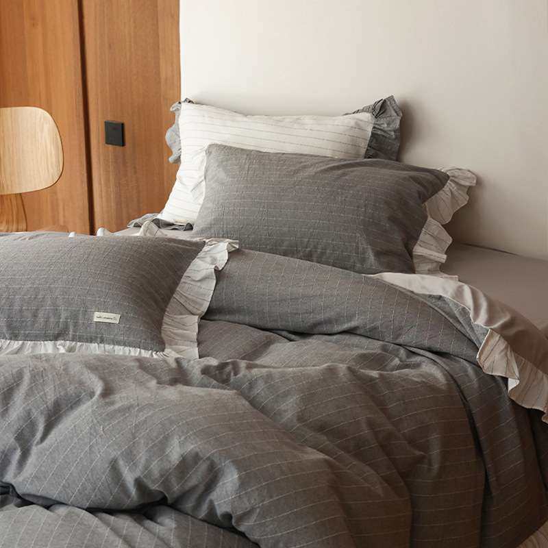 复古条纹四件套纯棉全棉床单被套法式复古公主风荷叶边少女心床品,3C数码配件,其它配件,淘宝优惠券,粉丝福利购,淘宝优惠卷