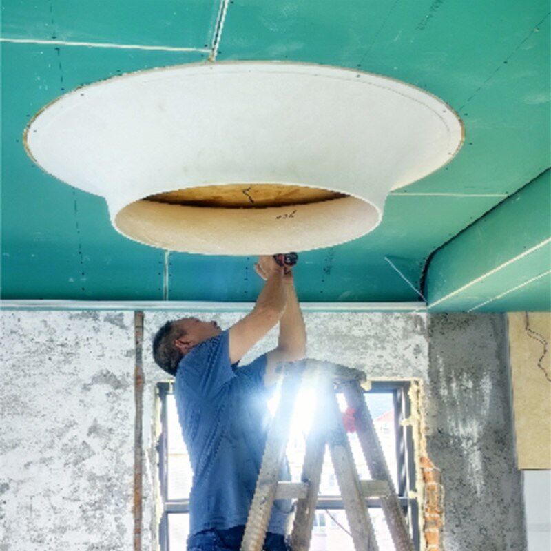 港英建科GRG石膏定制喇叭口柱头造型圆弧吊顶天花板异形装饰材料