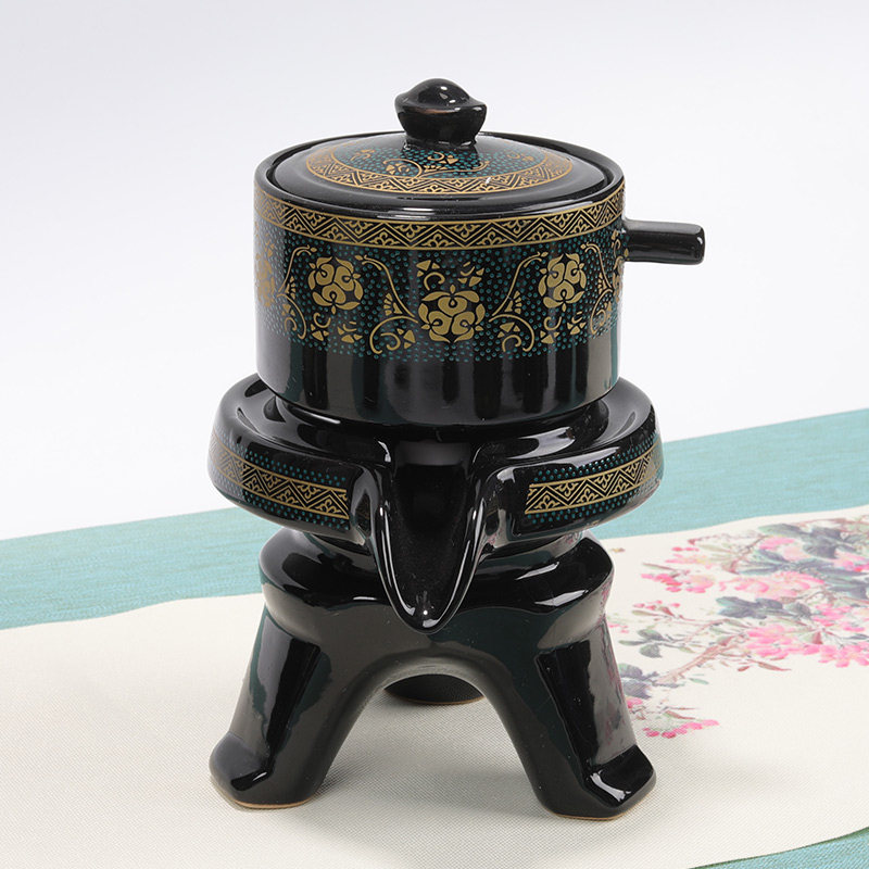 万秦懒人功夫石磨茶具套装泡茶壶陶瓷冲茶器旋转茶壶茶海盖杯配件