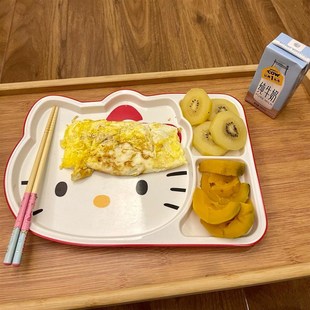 哈喽凯蒂猫餐盘碟子家用儿童分隔盘创意水果碗碟凯蒂水饺早餐菜盘