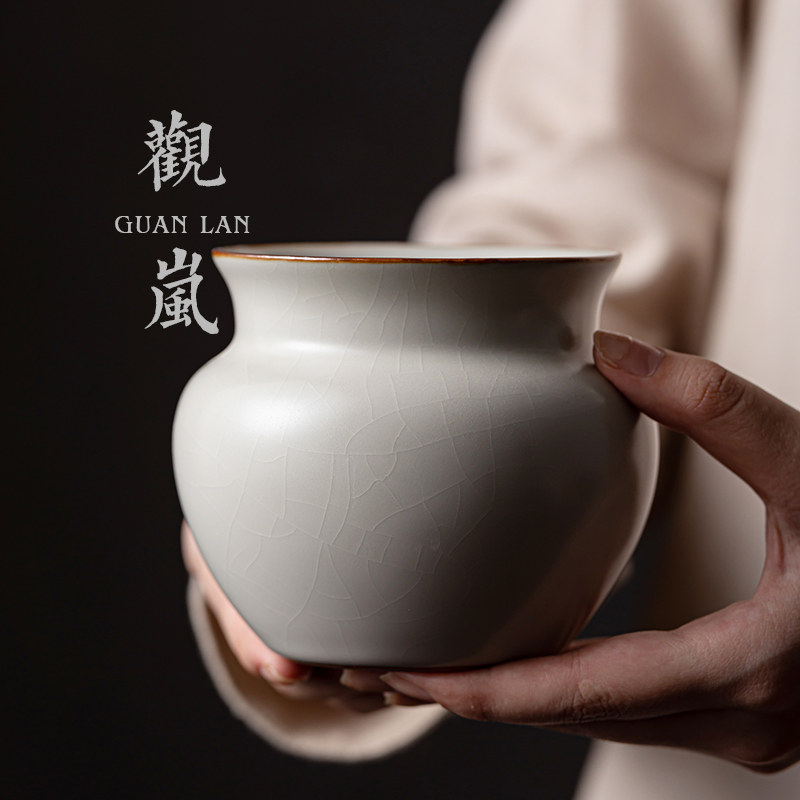 汝窑茶洗小号开片可养杯洗功夫茶具废水缸建水茶水洗水盂茶道配件