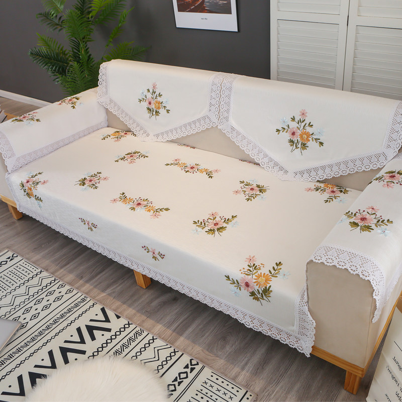 棉麻布艺白色单人沙发靠背巾田园四季通用高档刺绣扶手盖布沙发巾,居家布艺,沙发垫,淘宝优惠券,粉丝福利购,淘宝优惠卷