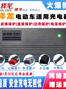 祥龙电动车电瓶智能充电器48V12AH60V20AH72V32AH80V96V50AH三针