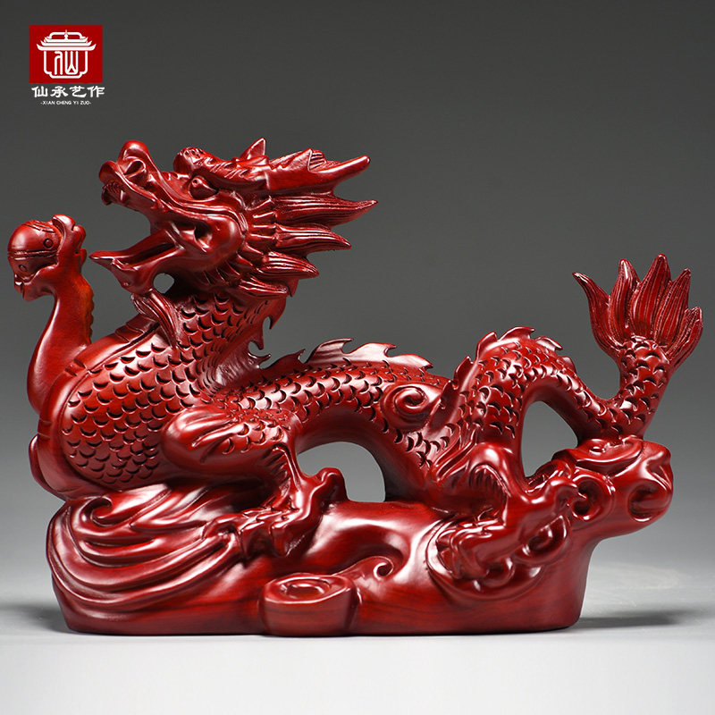 红花梨木雕龙摆件纯实木质生肖龙形工艺品办公室家饰红木礼品摆设,家居饰品,装饰摆件,淘宝优惠券,粉丝福利购,淘宝优惠卷