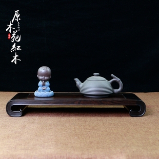 紫光檀创意如意书卷底座实木复古家居装饰摆件工艺品摆放底座托架