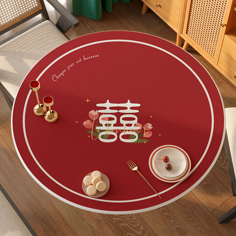红色氛围感桌布圆桌桌垫圆形茶几台布家用结婚喜庆防水防油餐桌垫,居家布艺,桌布,淘宝优惠券,粉丝福利购,淘宝优惠卷