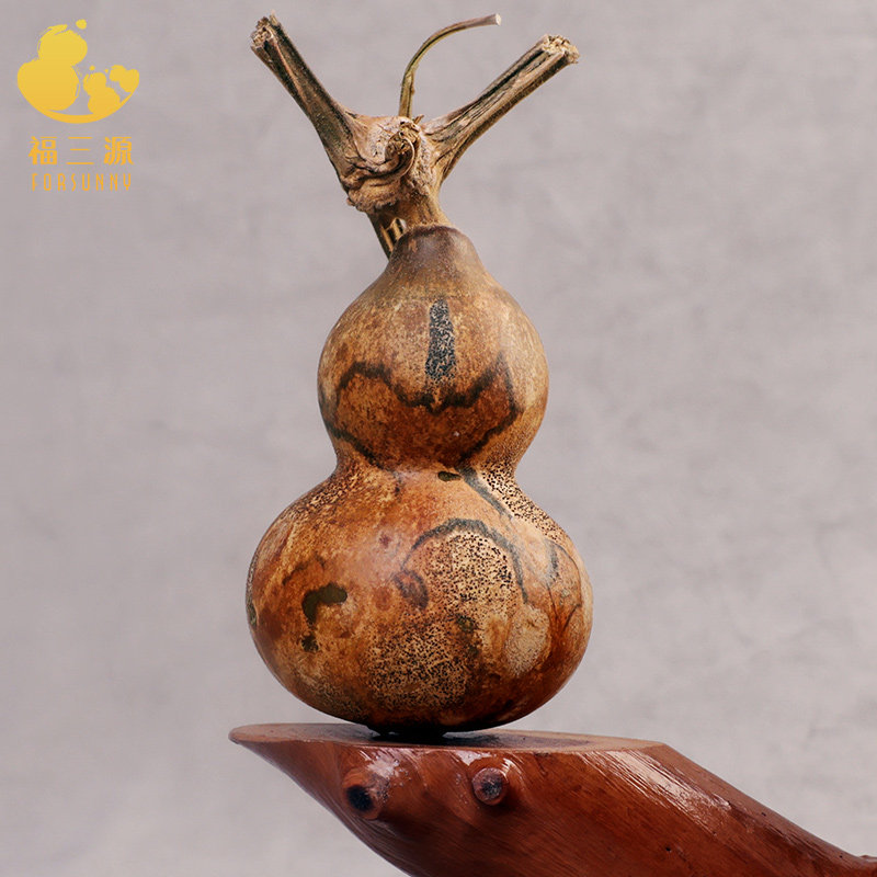 天然花皮葫芦手把件小号文玩青葫芦原生态未打皮手捻摆件青皮墨绿