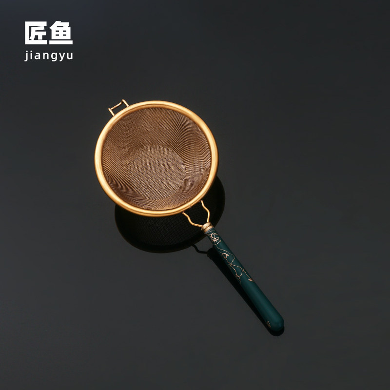 匠鱼大号绿柄不锈钢茶漏加厚茶隔茶滤泡茶茶叶过滤网家用茶具配件
