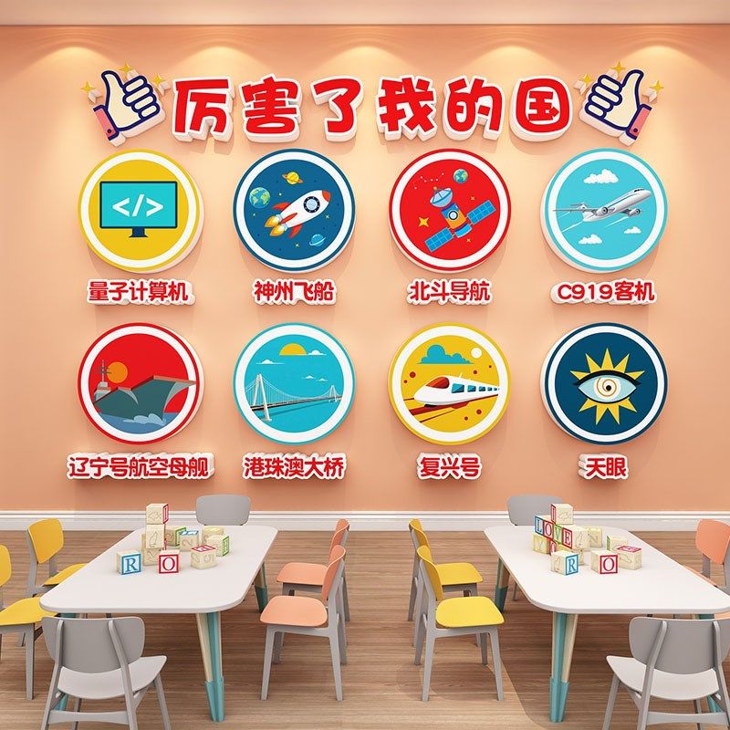 幼儿园环创主题墙成品科技文化墙贴小学班级布置教室走廊墙面装饰,家居饰品,文化墙贴,淘宝优惠券,粉丝福利购,淘宝优惠卷