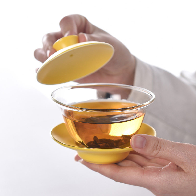 成艺玻璃盖碗陶瓷三才盖碗颜色釉彩色泡茶碗敬茶碗茶杯大功夫茶具