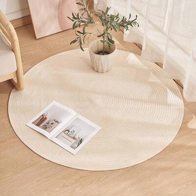 北ORM欧棉线编织地圆形纯棉手工布风艺垫客厅书房卧地室床边毯毯