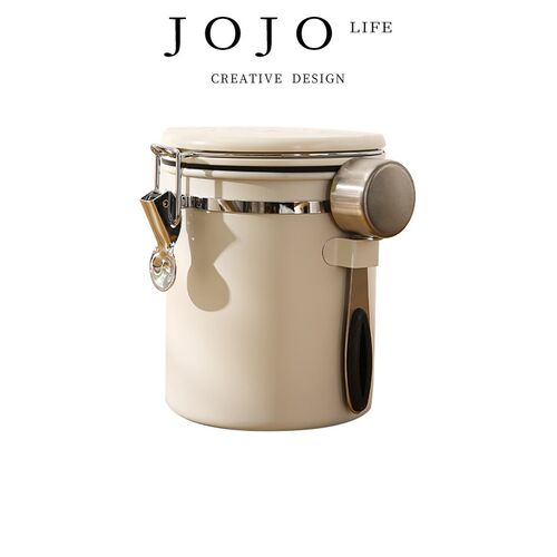 JOJOS L. PD.leaf.不锈钢咖啡豆密封罐真空单向排气保存  黄叶