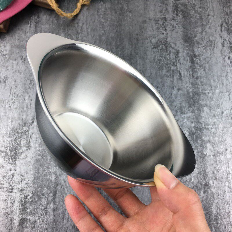精致小碗!带耳朵小碗304不锈钢吃饭碗水果碗三层钢可加热小盆