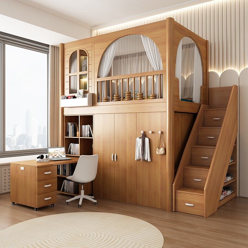 上床下桌儿童床带书桌一体高架床省空间多功能上下铺衣帽间双层床,住宅家具,高低/子母床,淘宝优惠券,粉丝福利购,淘宝优惠卷