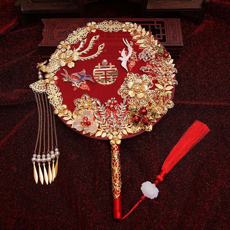 新娘结婚团扇秀禾服迎亲中式出嫁遮面扇子古风diy手工喜扇礼盒装,居家日用,扇子,淘宝优惠券,粉丝福利购,淘宝优惠卷