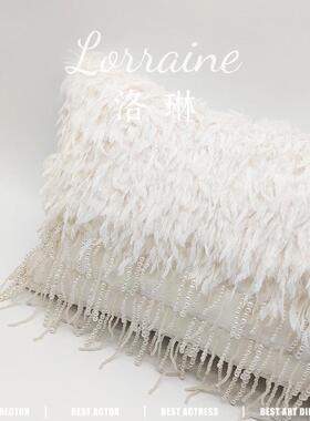 欧式轻奢高神级感手沙工珍珠白色羽毛抱枕酒店发软垫装rk18008靠