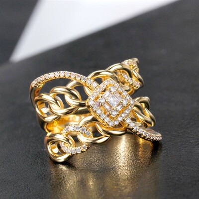 Luxury CZ Rings Cross Geometry Cubic Zirconia Dubai Naija Br