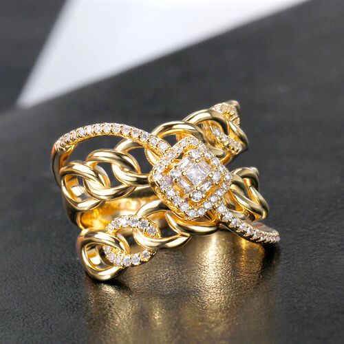 Luxury CZ Rings Cross Geometry Cubic Zirconia Dubai Naija Br