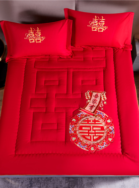 大红色婚庆床褥床垫结婚褥子垫被家用1.8/m床炕被新房喜庆陪嫁