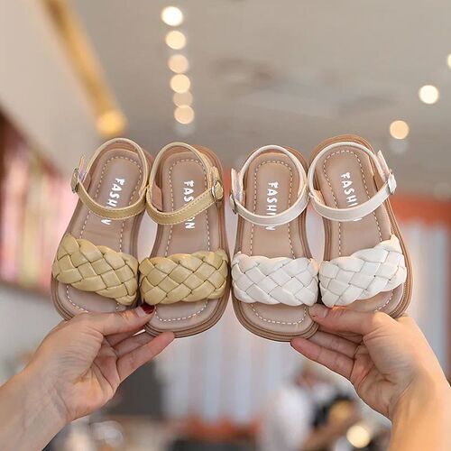Toddler Shoes Girl Summer Braided Vacation Square Toe Cute C