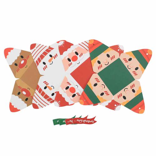 10pcs Triangle Christmas Paper Box Santa Claus Cookies Candy