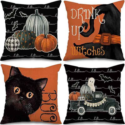 Halloween pillowcase home decoration linen cushion cover垫套