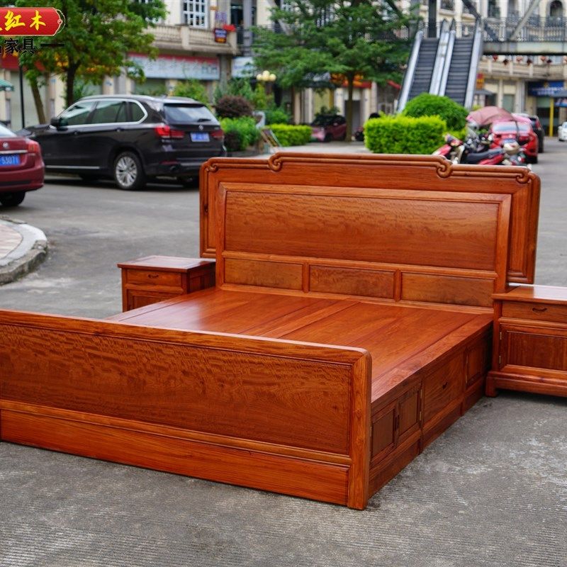 缅甸花梨红木床大果紫檀箱式床人床加厚独板古典家具全榫卯结构,住宅家具,红木床,淘宝优惠券,粉丝福利购,淘宝优惠卷
