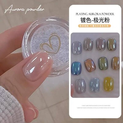 1jar Plating Aurora Chrome Nail Powder High-Gloss Moonlight