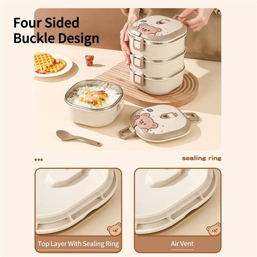 WORTHBUY 304 Stainless Steel Insulated Lunch Box With Spoon
