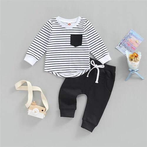 Citgeett Autumn Toddler Baby Boys Girls Casual Suit Stripe P