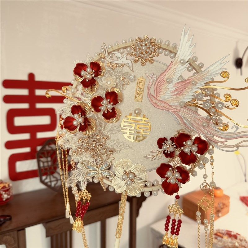 团扇新娘结婚diy材料包秀禾婚礼扇子喜扇中式手工出嫁高级中式,家居饰品,工艺扇/团扇/喜扇/折扇,淘宝优惠券,粉丝福利购,淘宝优惠卷