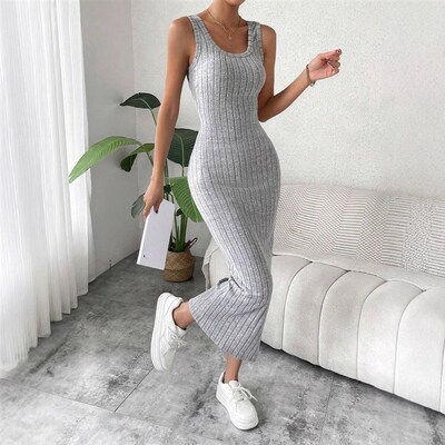 2025 Solid lor Sling Slim Dress Sexy Scrub Wide Pit Dress