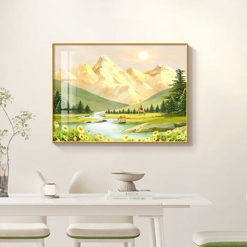 日照金山餐厅装饰画源远流长山水风景饭厅新款挂画寓意好新居壁画,家居饰品,现代装饰画,淘宝优惠券,粉丝福利购,淘宝优惠卷