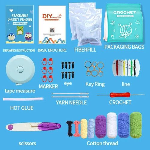 3Pcs Complete Crochet Kit Frog/Owl/Penguin Cute Animal Croch