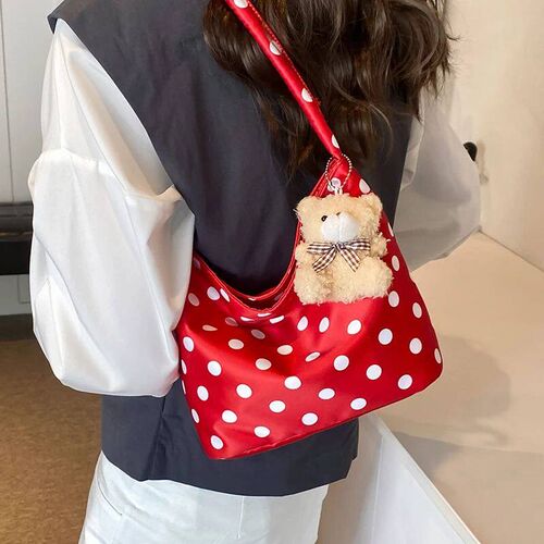 1pc pure color polka dot houlder bag fahion armpit bag bucke