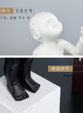 气球小孩人物雕塑摆件创意样板房客厅电视柜售楼处软装艺术装饰品