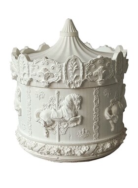 旋转木马雕塑石膏首饰盒香薰蜡烛盒带盖扩香石盒子白胚装饰摆件