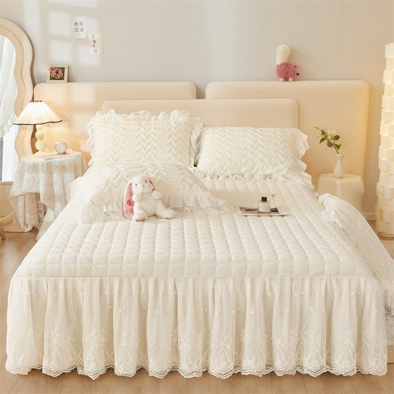 夹棉床裙式床罩单件公主蕾丝花边加厚保暖床床盖床垫,床上用品,床裙,淘宝优惠券,粉丝福利购,淘宝优惠卷