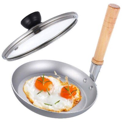 17CM Japanese Wooden Handle Non Stick Frying Pan for