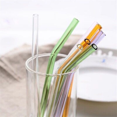 Mirror Polish Colorful Glass Straw, Creative Sucker Drinks,
