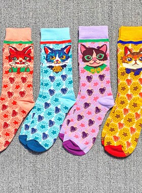 Occident Fashion Colorful Print Socks Women with Mushroom Sp