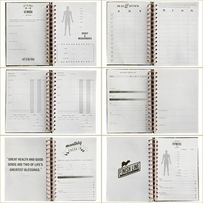 fitness journal exercise food work out weekly daily planner